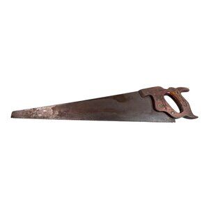 Antique Hand Saw Carved Wood Handle Steel Blade Woodworking Crafts Man Cave Barn